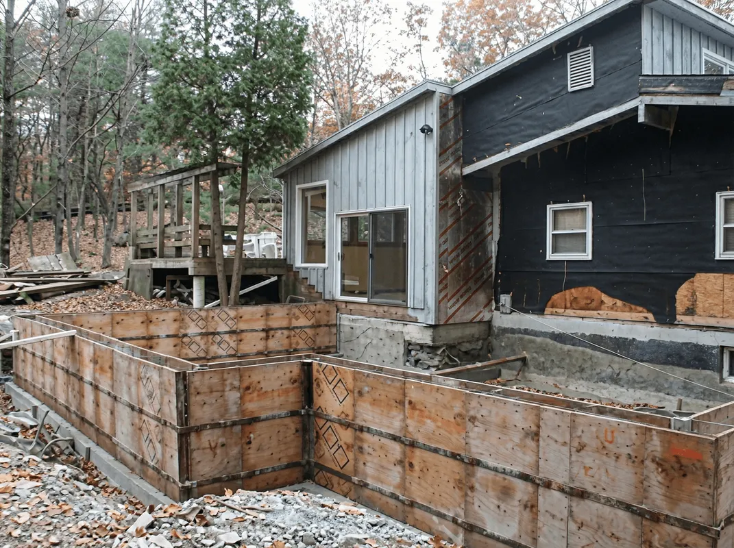 Prepared site with foundation forms for home remodeling and addition project in Fargo, ND